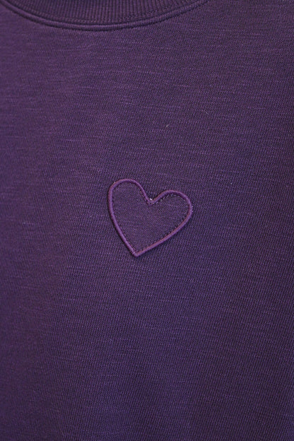 ≪SALE≫ Slub Fleece Heart Hem Round Tunic