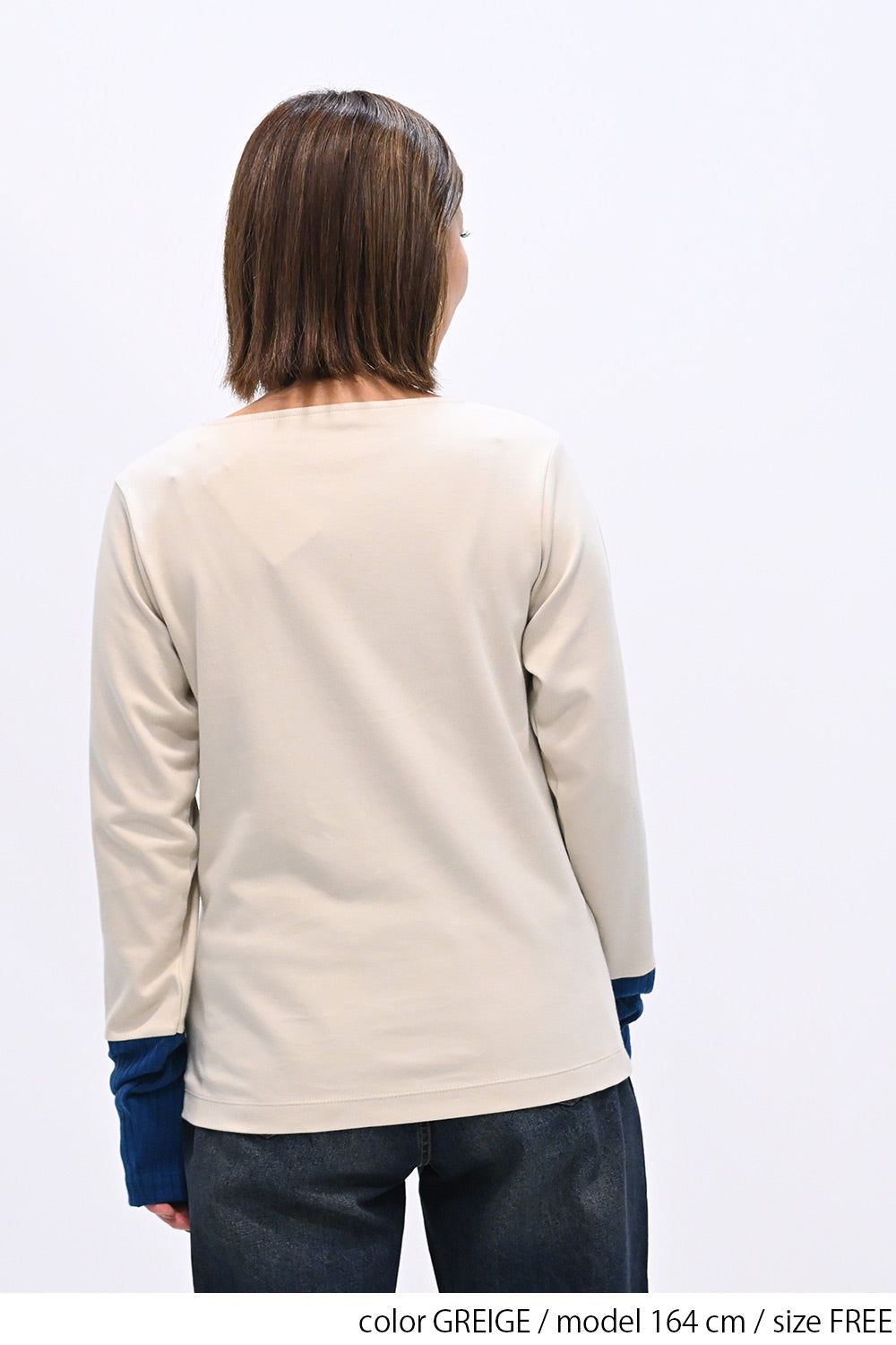 袖切り替えボタン付きロンTee