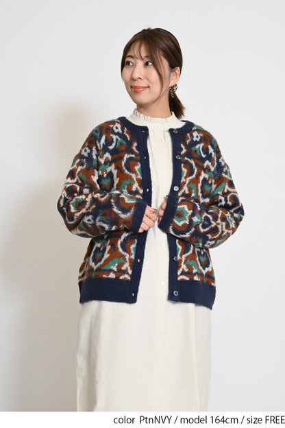 モヘアタッチクルーネックカーデ