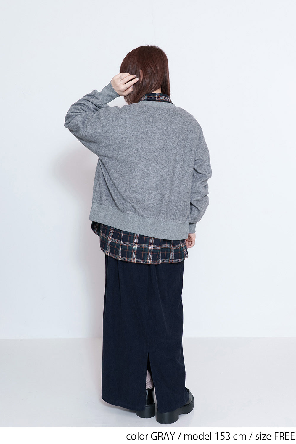 シャギークルーネックカーデ