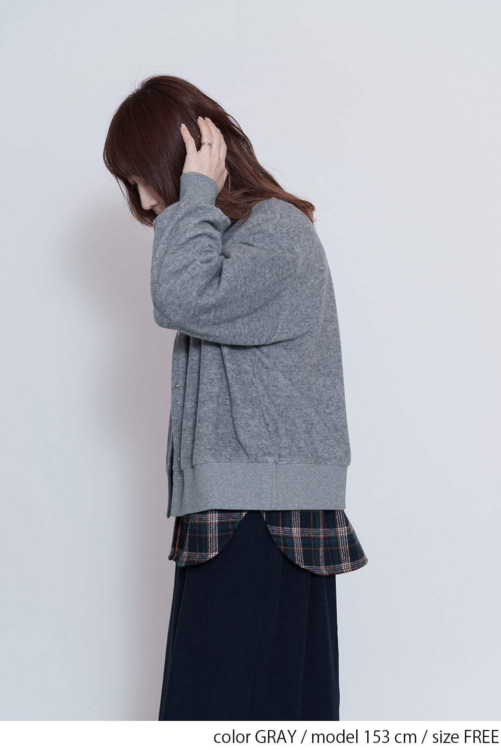 シャギークルーネックカーデ