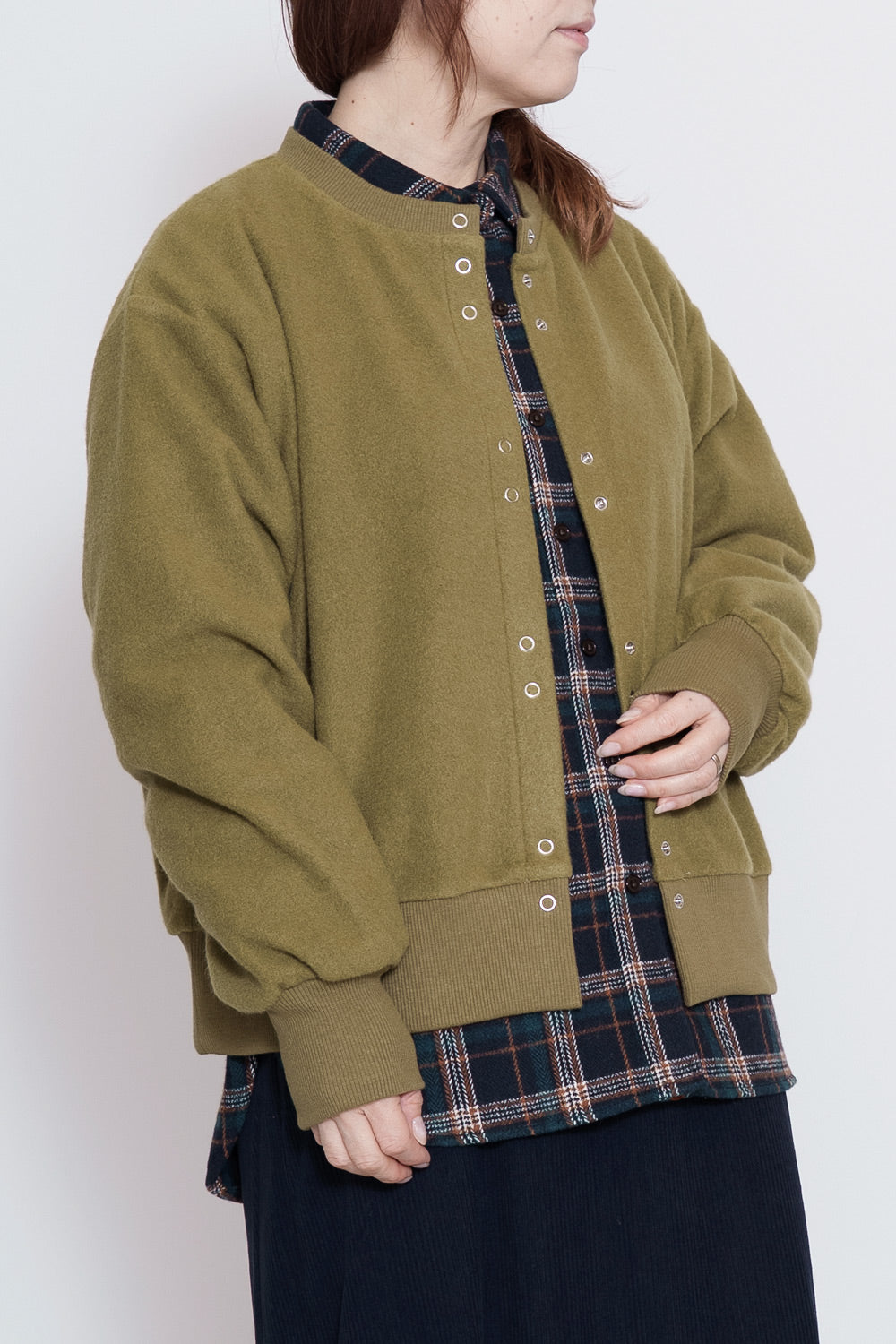 シャギークルーネックカーデ
