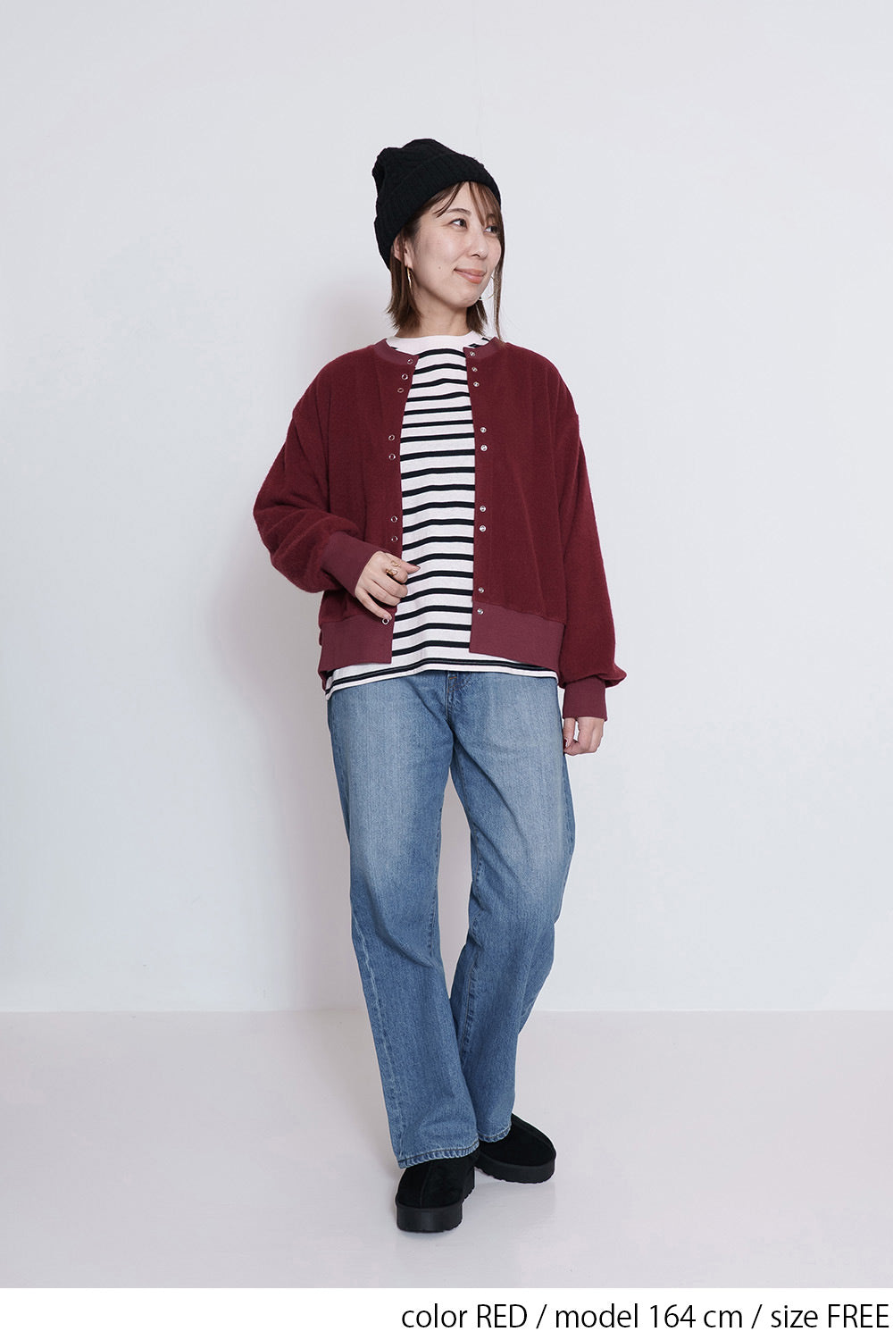 シャギークルーネックカーデ