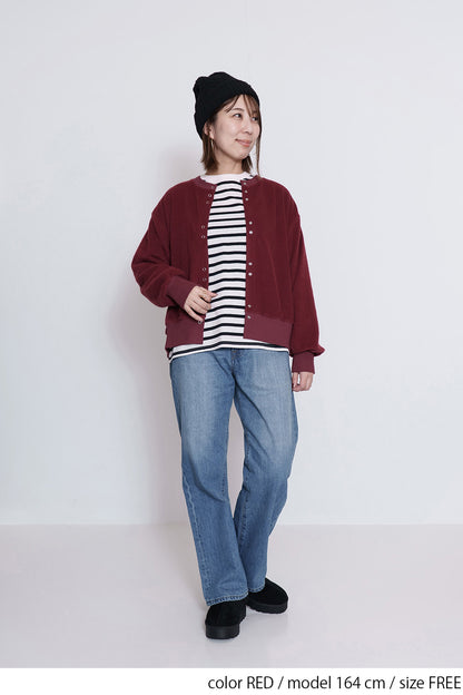 シャギークルーネックカーデ