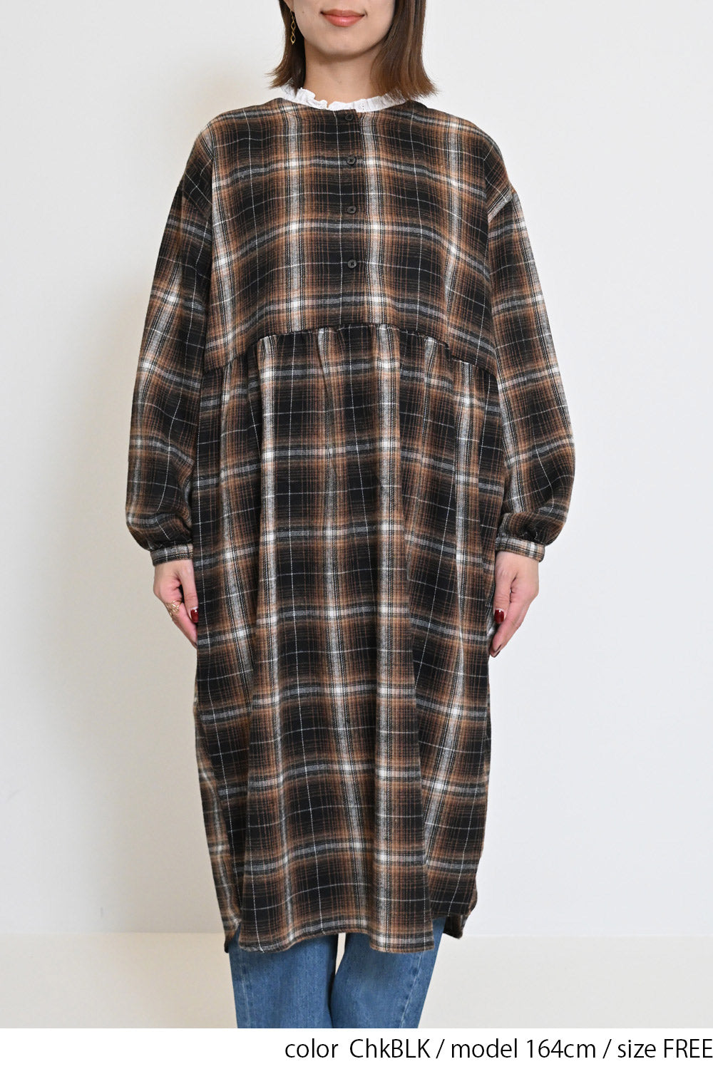 ≪SALE≫チェック柄ヘンリーワンピース – HEART MARKET