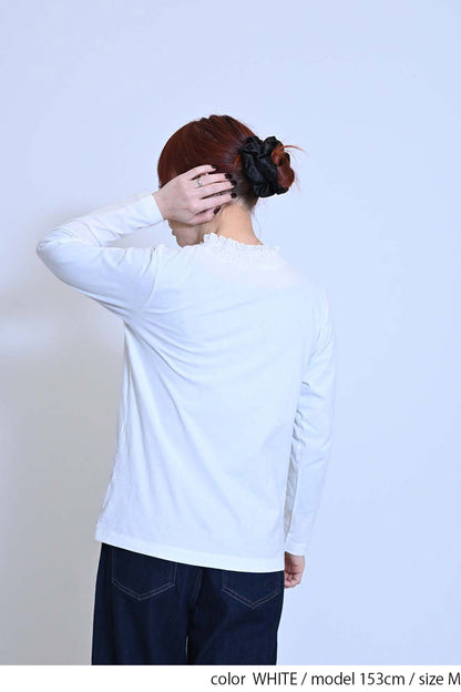 襟シャーリングレースロンTee②