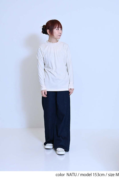 襟シャーリングレースロンTee②