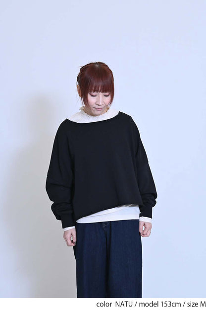 襟シャーリングレースロンTee②