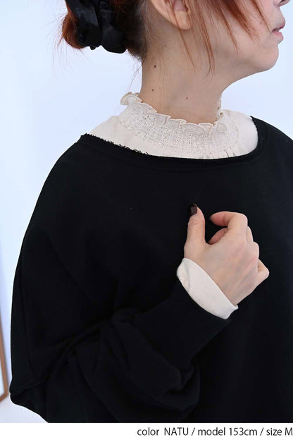 襟シャーリングレースロンTee②