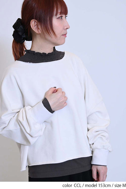 襟シャーリングレースロンTee②