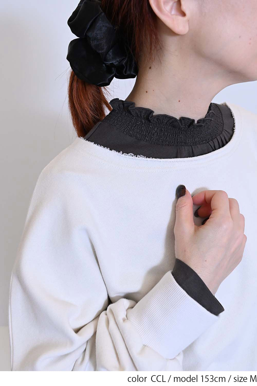 襟シャーリングレースロンTee②