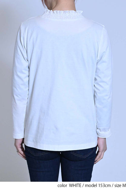 襟シャーリングレースロンTee②