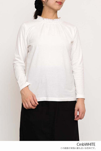 襟シャーリングレースロンTee②