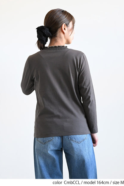 襟シャーリングレースロンTee②