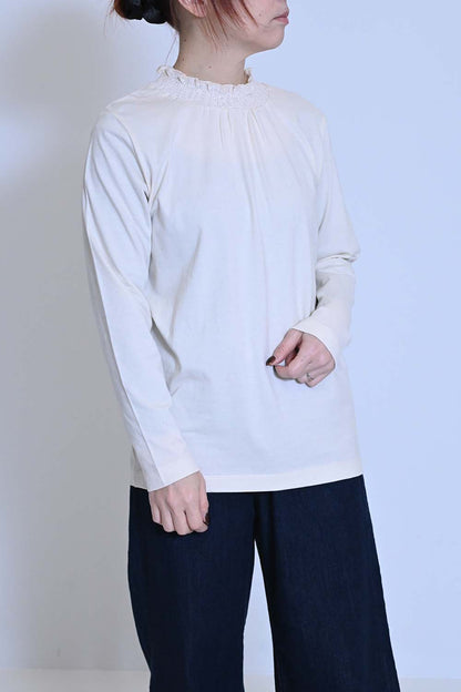 襟シャーリングレースロンTee②
