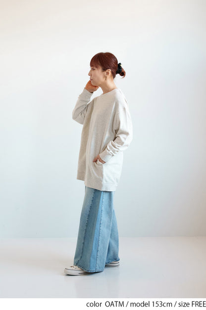 ≪SALE≫ Slub Fleece Crew Neck Tunic