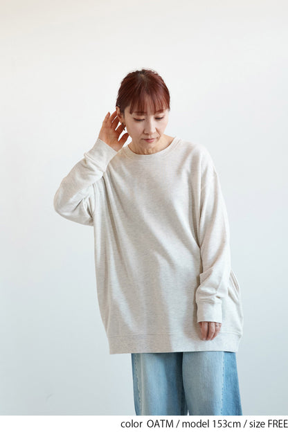 ≪SALE≫ Slub Fleece Crew Neck Tunic