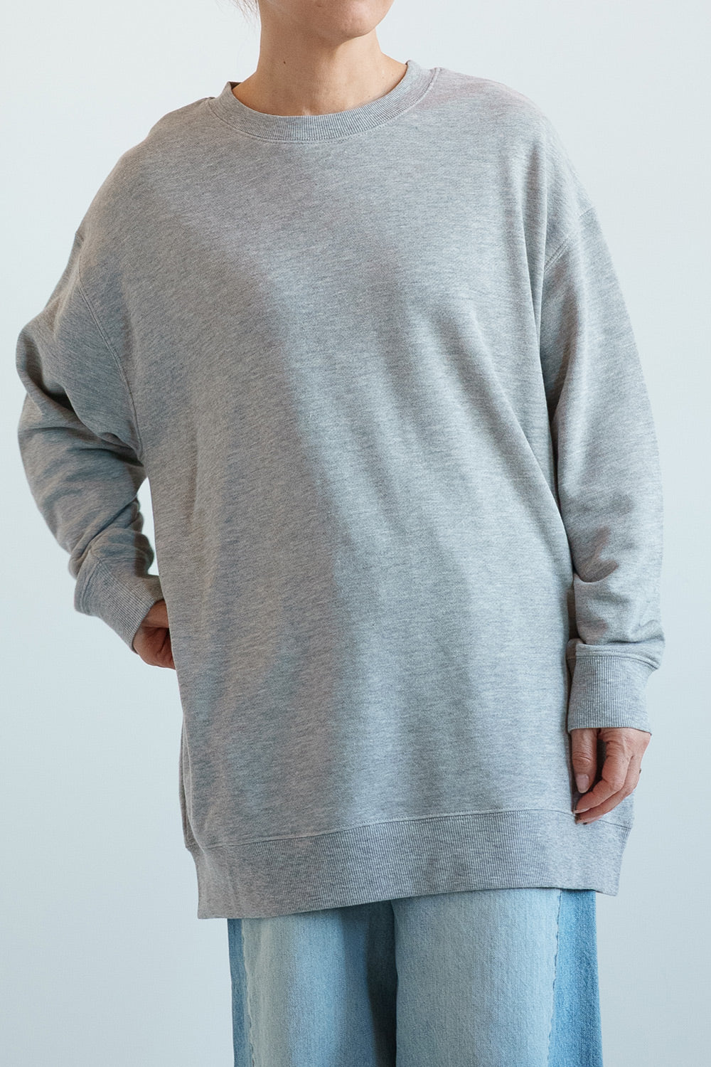 ≪SALE≫ Slub Fleece Crew Neck Tunic