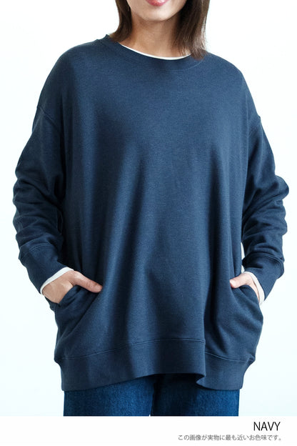 ≪SALE≫ Slub Fleece Crew Neck Tunic