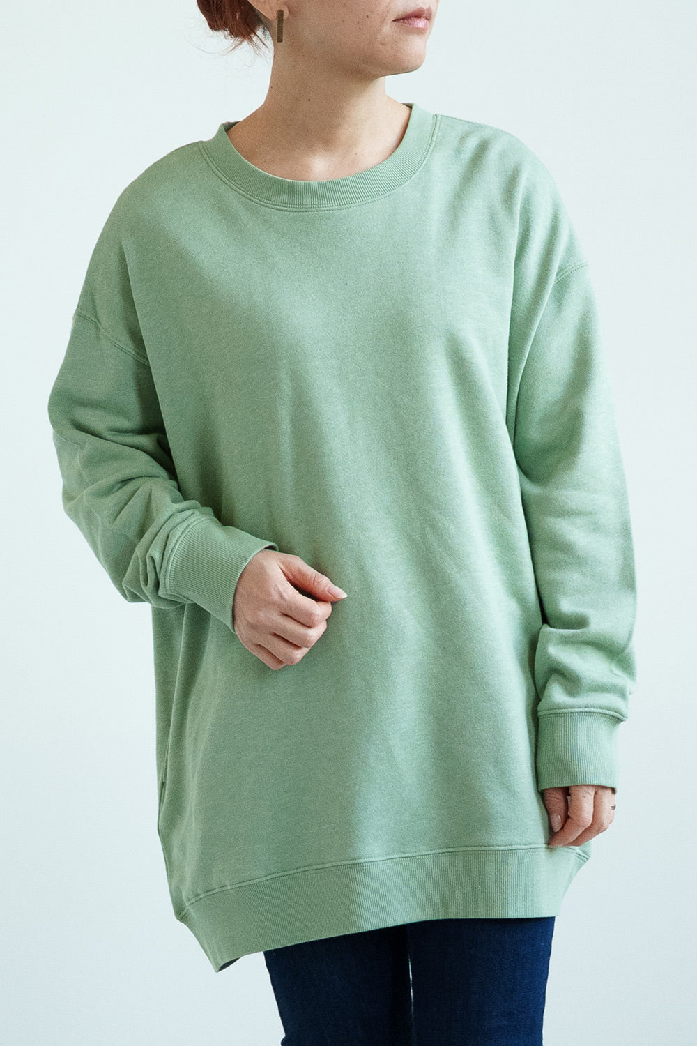 ≪SALE≫ Slub Fleece Crew Neck Tunic