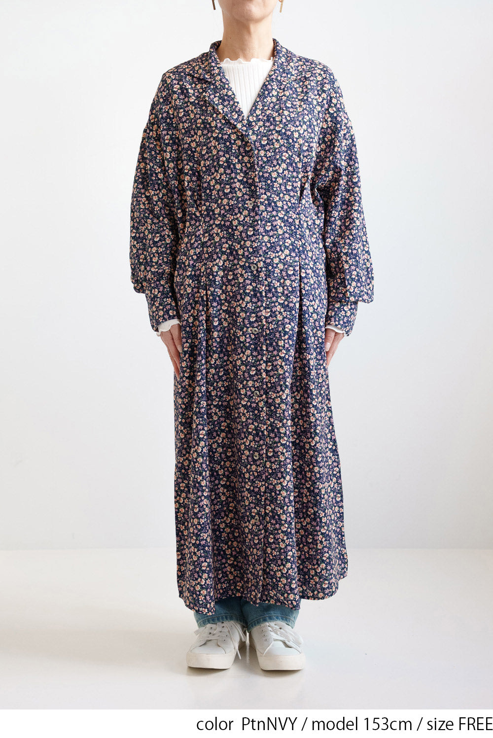 Floral Pattern Open Collar Dress