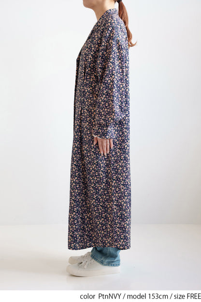 Floral Pattern Open Collar Dress