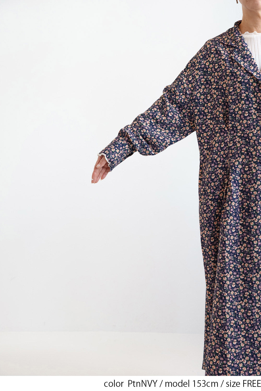 Floral Pattern Open Collar Dress