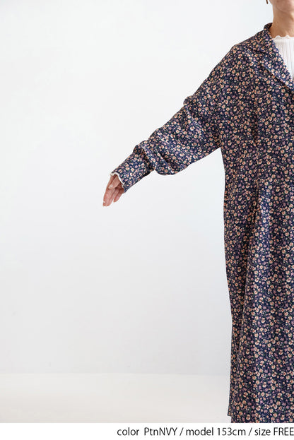 Floral Pattern Open Collar Dress