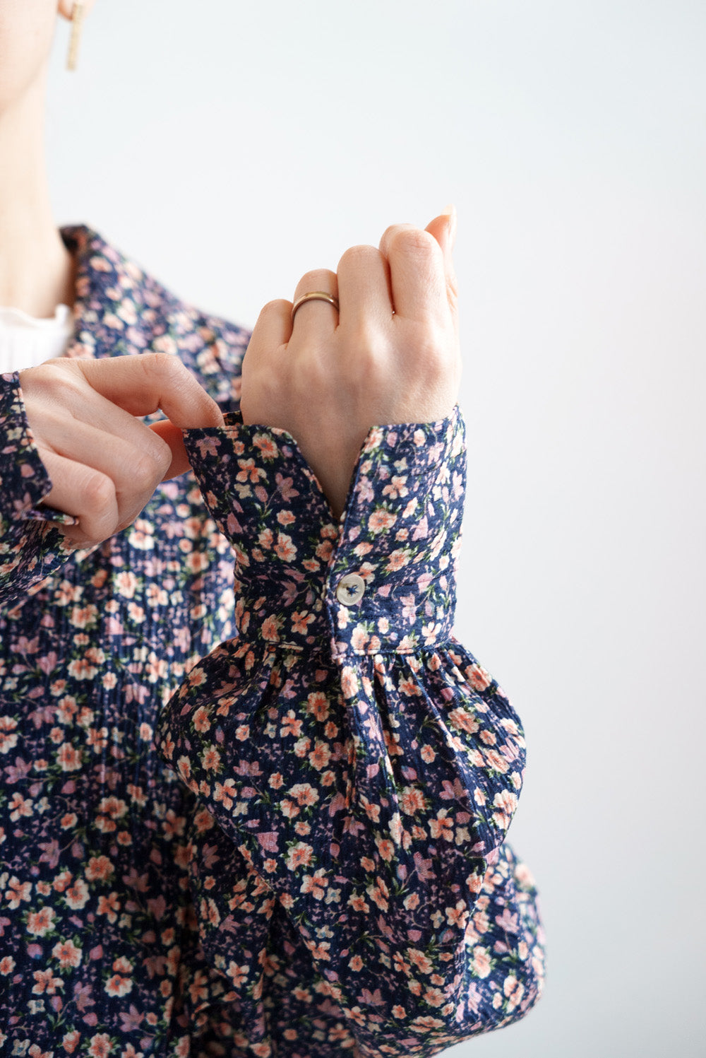 Floral Pattern Open Collar Dress