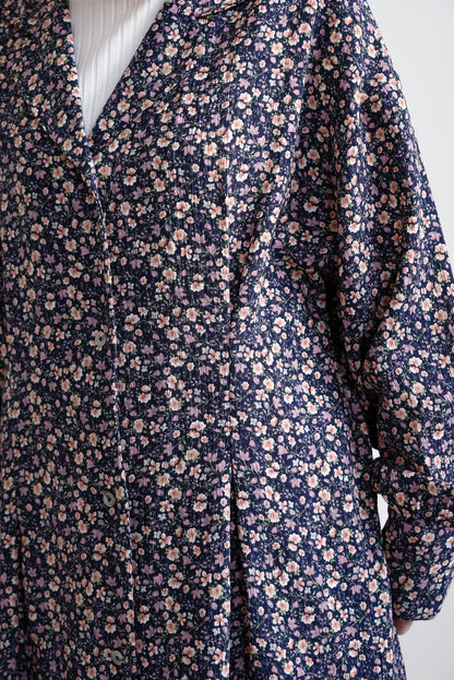Floral Pattern Open Collar Dress