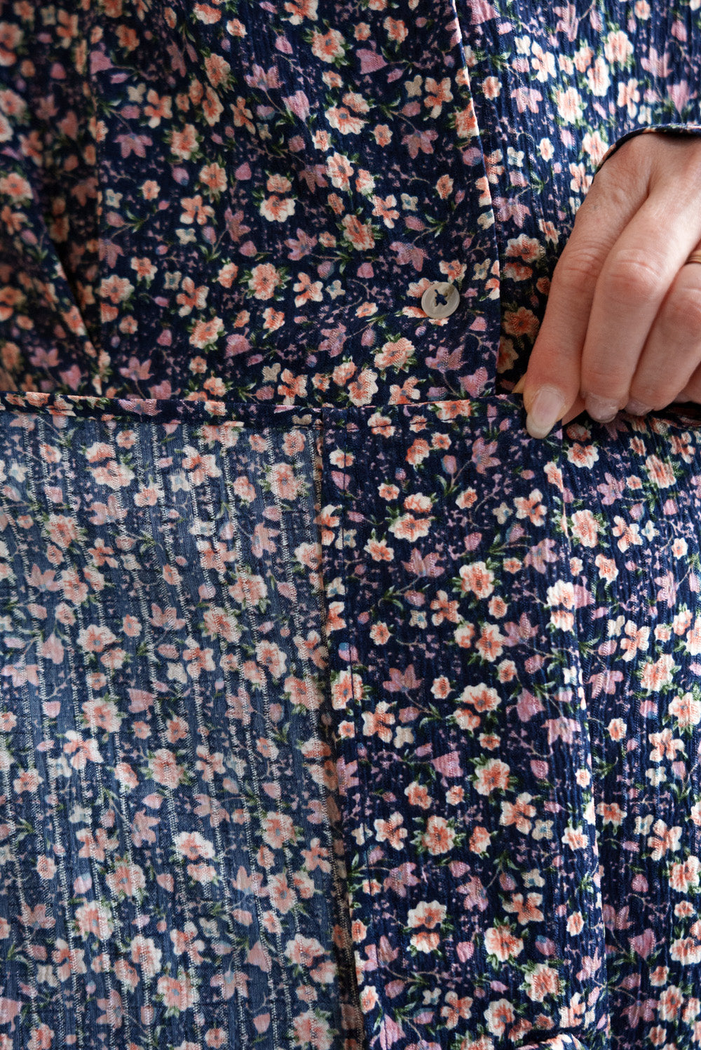 Floral Pattern Open Collar Dress