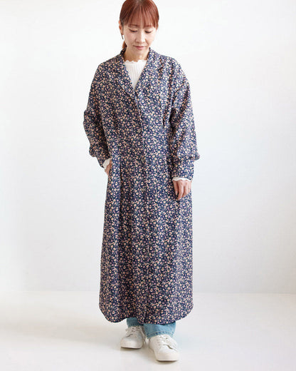 Floral Pattern Open Collar Dress
