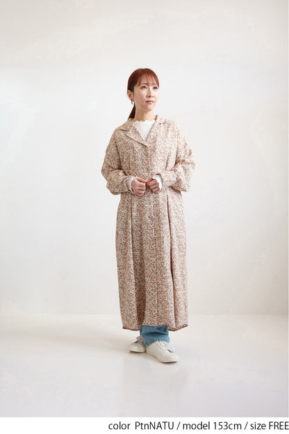Floral Pattern Open Collar Dress