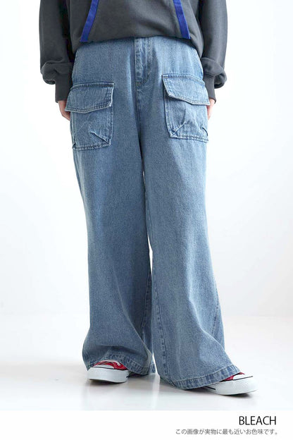 フラップデニムワイドパンツ