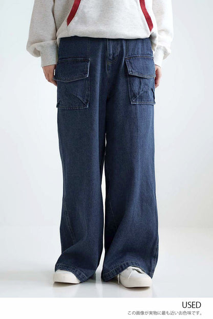 フラップデニムワイドパンツ