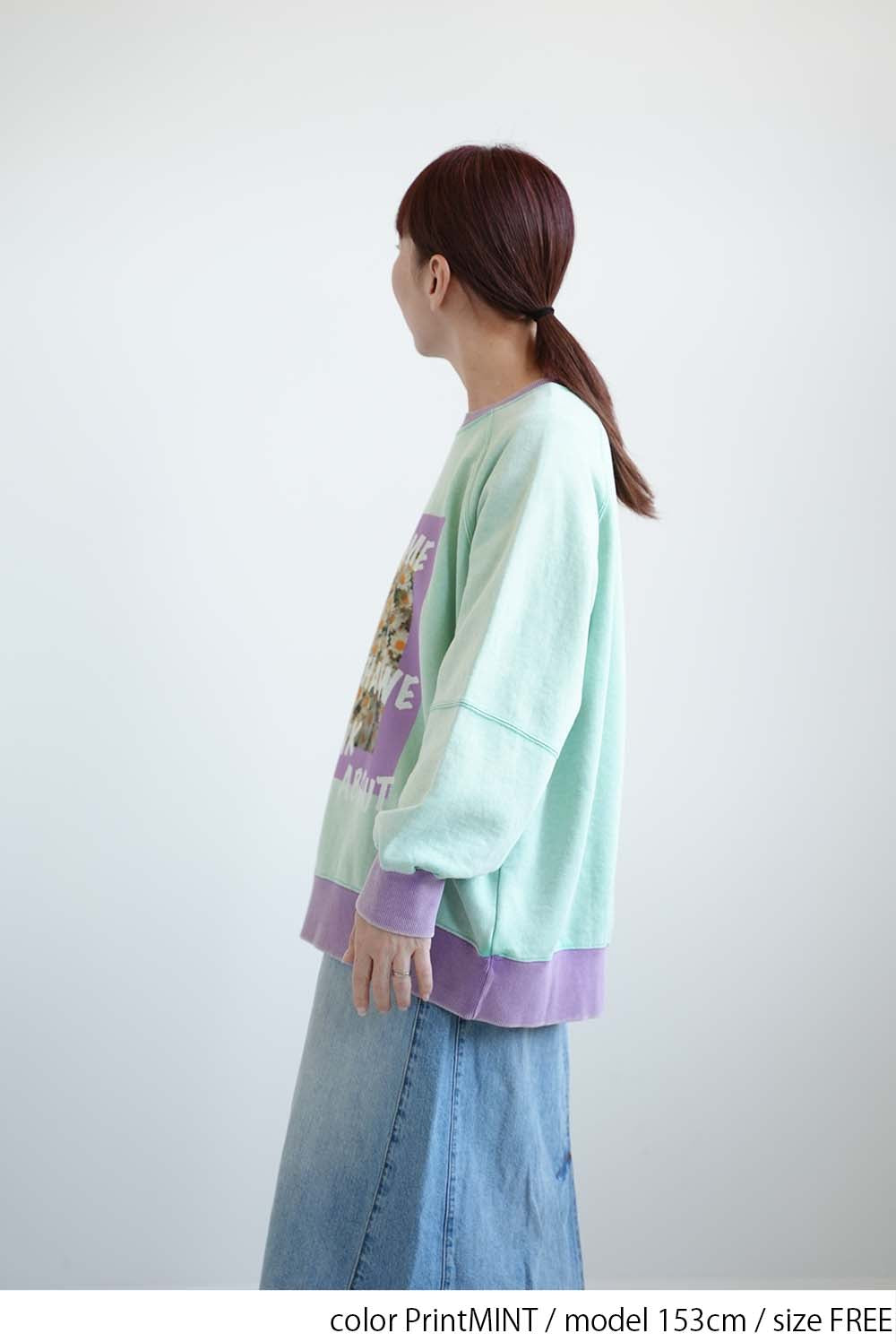 Floral Print Color Block Fleece Pullover