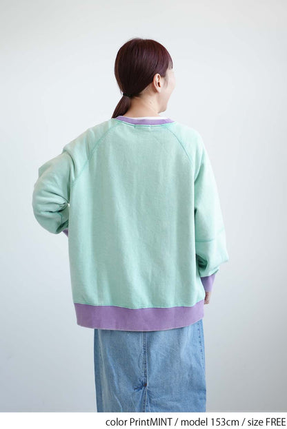 Floral Print Color Block Fleece Pullover