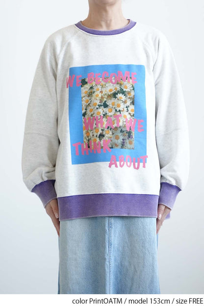 Floral Print Color Block Fleece Pullover
