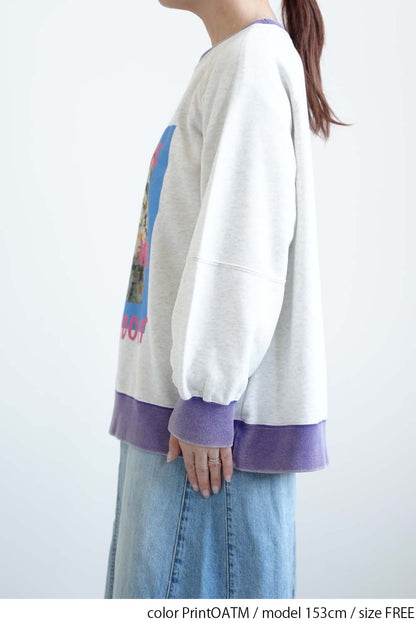 Floral Print Color Block Fleece Pullover