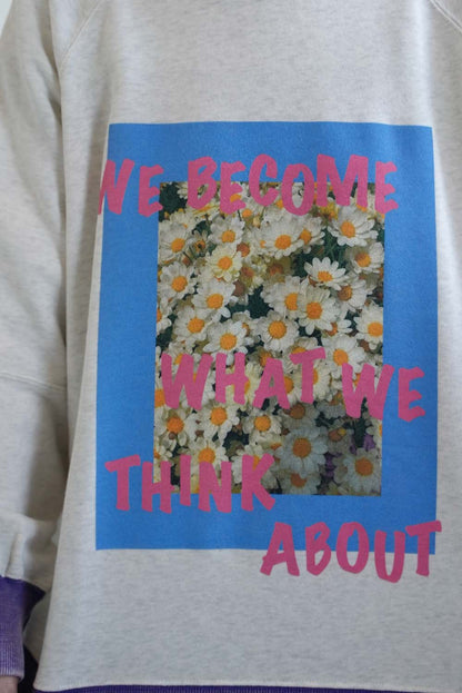 Floral Print Color Block Fleece Pullover
