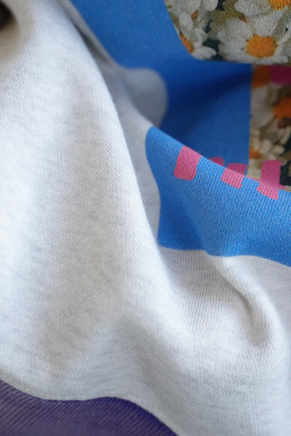 Floral Print Color Block Fleece Pullover