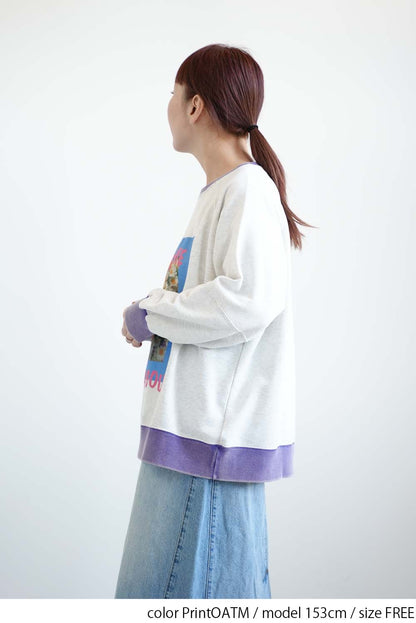 Floral Print Color Block Fleece Pullover