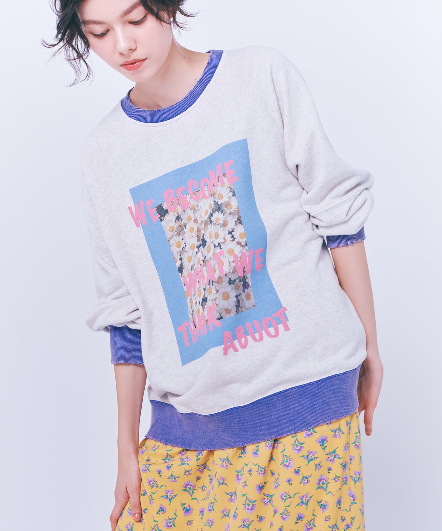 Floral Print Color Block Fleece Pullover