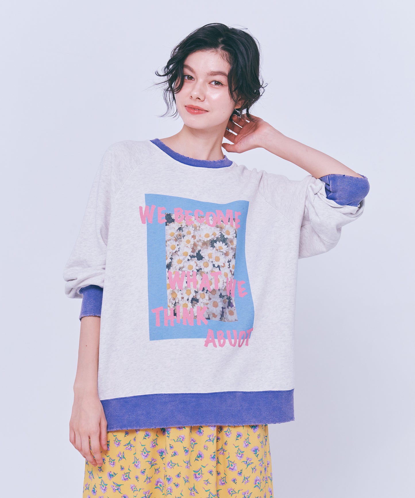 Floral Print Color Block Fleece Pullover