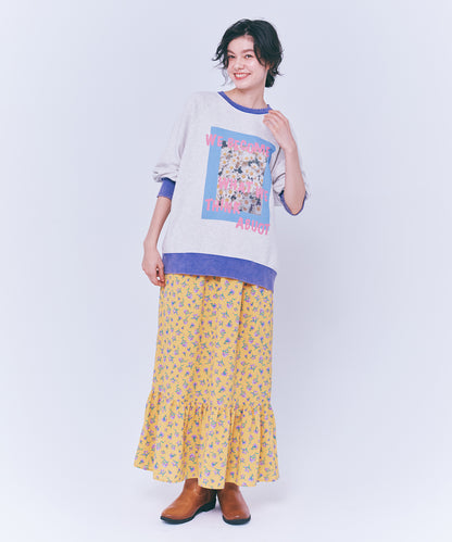 Floral Print Color Block Fleece Pullover