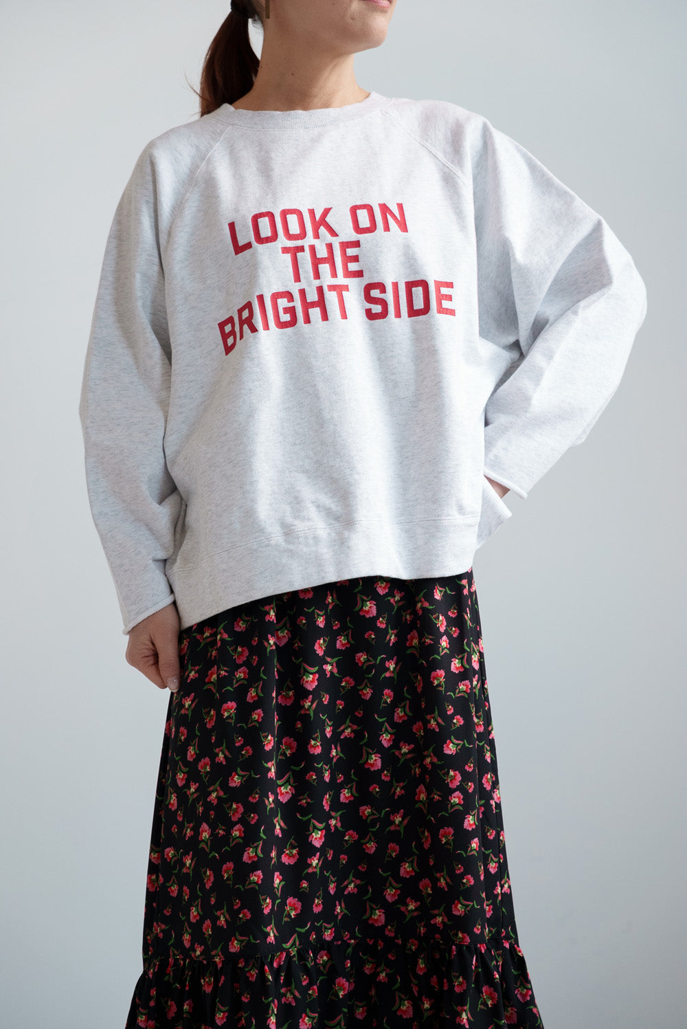 Fleece Wide Sleeve Printed Pullover