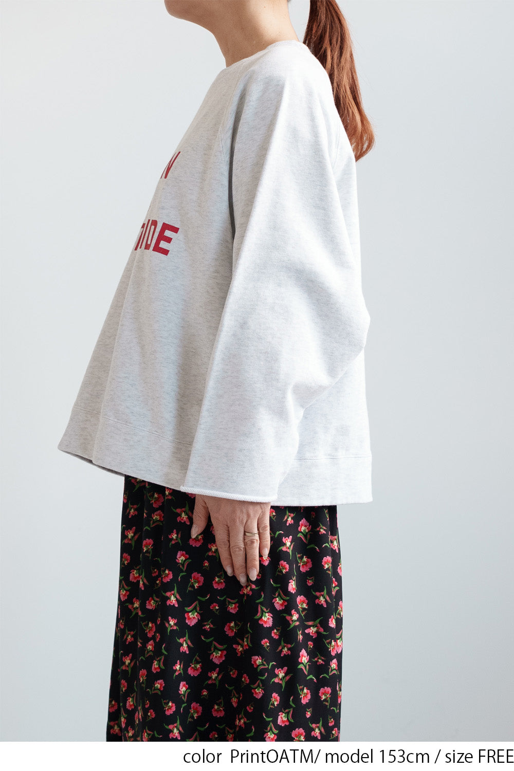 Fleece Wide Sleeve Printed Pullover