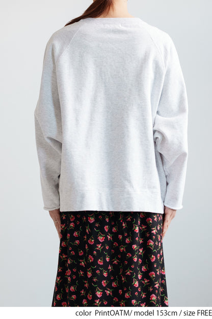 Fleece Wide Sleeve Printed Pullover
