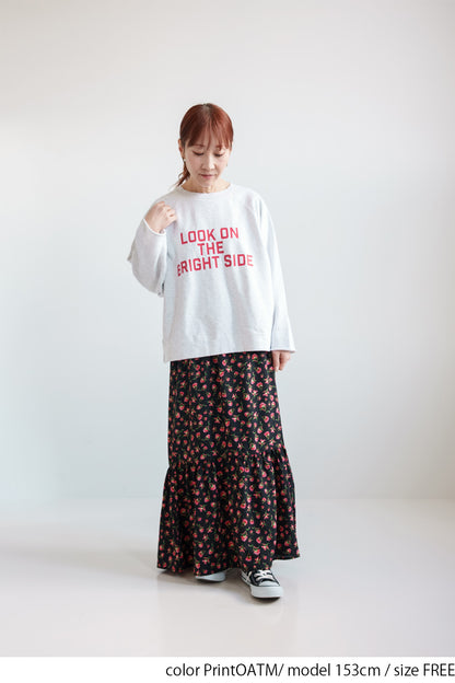 Fleece Wide Sleeve Printed Pullover