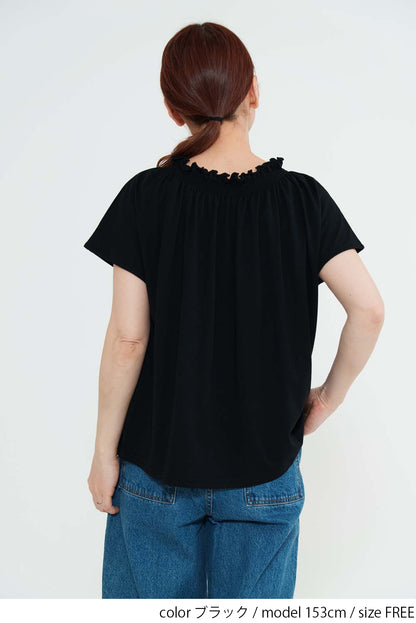 CRギャザーフレンチTシャツ